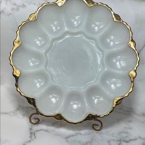 Vintage Anchor Hocking glass Easter egg dish